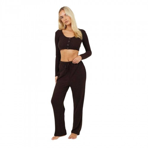 Front - Brave Soul Womens/Ladies Ribbed Loungewear Set