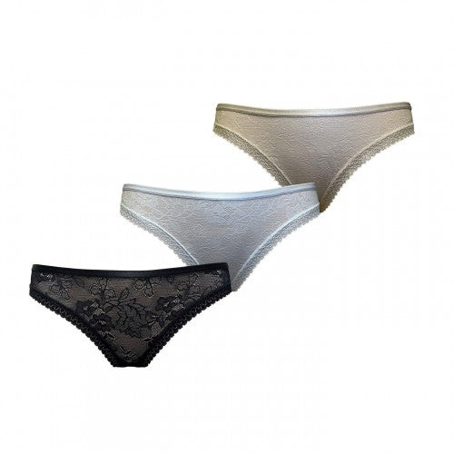 Front - Be You Womens/Ladies Floral Microfibre Brazilian Briefs (Pack of 3)