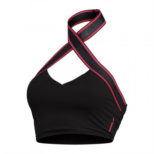 Front - Speedo Womens/Ladies Halter Neck Crop Top