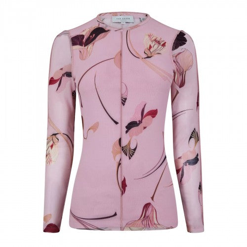 Front - Ted Baker Womens/Ladies Floral Mesh Long-Sleeved Top
