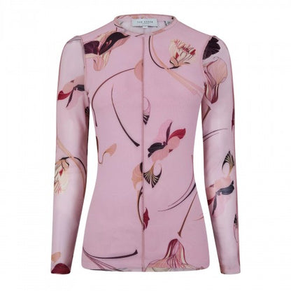 Front - Ted Baker Womens/Ladies Floral Mesh Long-Sleeved Top