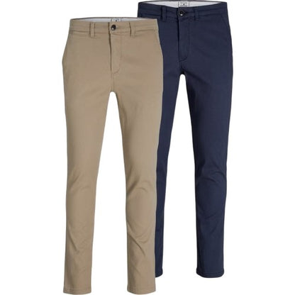 Front - Jack And Jones Mens Marco Slim Chinos (Pack of 2)