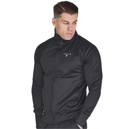 Front - SikSilk Mens Logo Funnel Neck Slim Track Top