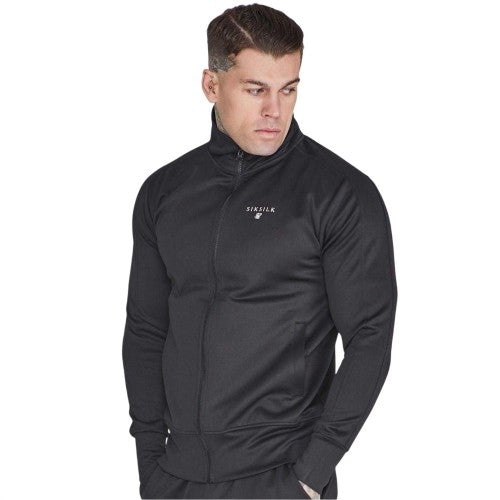 Front - SikSilk Mens Logo Funnel Neck Slim Track Top