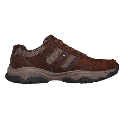 Front - Skechers Mens Leather Round Toe Flat Walking Shoes