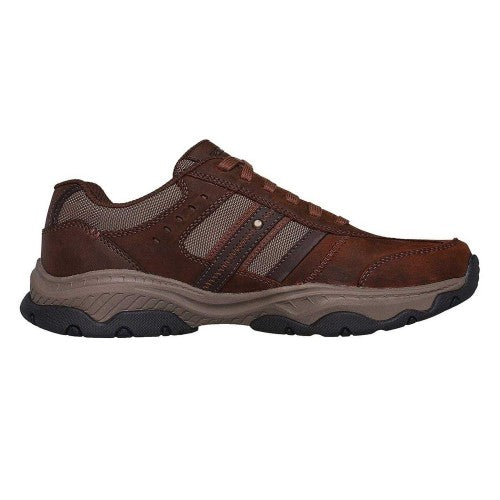 Front - Skechers Mens Leather Round Toe Flat Walking Shoes