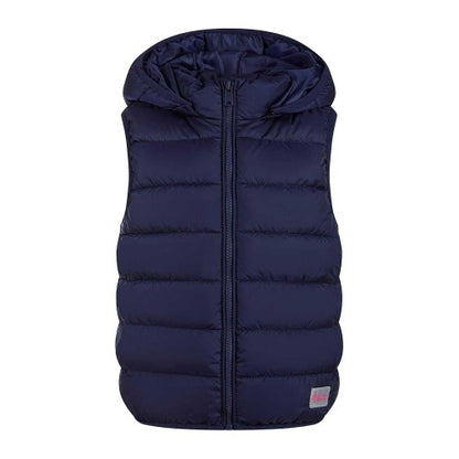 Front - Minoti Girls Quilted Detachable Hood Gilet