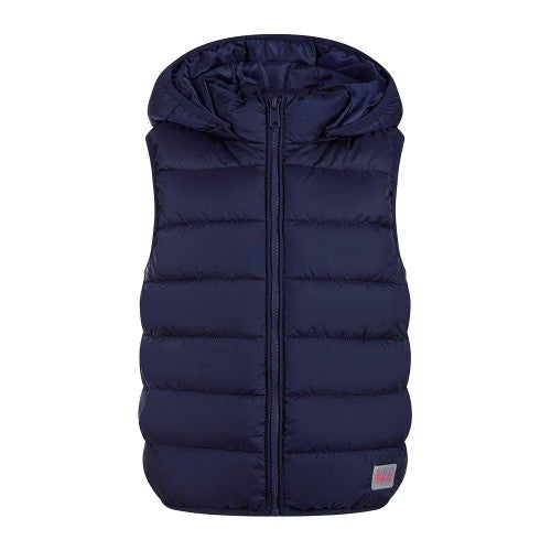 Front - Minoti Girls Quilted Detachable Hood Gilet