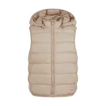 Front - Minoti Girls Quilted Detachable Hood Gilet