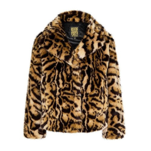Front - Biba Girls Leopard Print Faux Fur Jacket