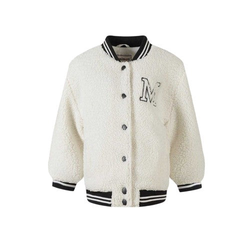 Front - Minoti Girls Embroidered Borg Jacket