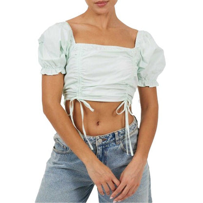 Front - Brave Soul Womens/Ladies Puff Sleeve Crop Top