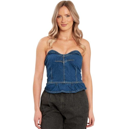 Front - Influence Womens/Ladies Peplum Fitted And Flared Corset Top