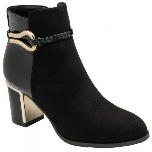 Front - Lotus Shoes Womens/Ladies Ebony Textile Ankle Boots