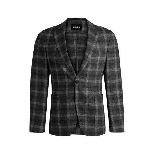 Front - Boss Mens Plaid Notch Neck Blazer