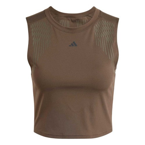 Front - Adidas Womens/Ladies Pro Striped Cropped Tank Top