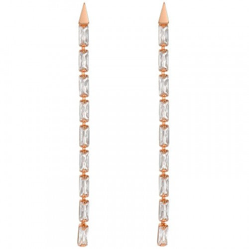 Front - Ted Baker Womens/Ladies Silver Plated Baguette Cut Earring
