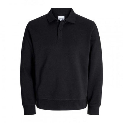 Front - Jack And Jones Mens Cotton Blend Relaxed Fit Long-Sleeved Polo Sweatshirt