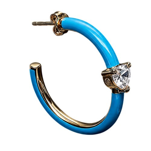 Front - Chiara Ferragni Enamelled Heart Hoop Earrings
