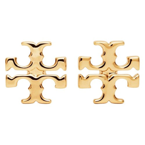Front - Tory Burch Gold Plated Logo Stud Earrings
