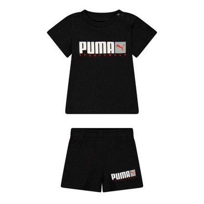 Front - Puma Childrens/Kids Graphic Logo T-Shirt & Shorts Set