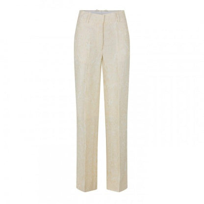 Front - Off White Womens/Ladies Fresco Paisley Straight Trousers