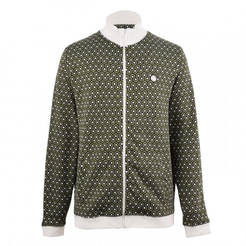 Front - Pretty Green Mens Geometric Zip Neck Track Jacket