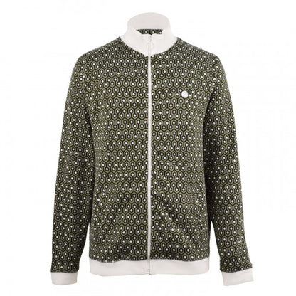 Front - Pretty Green Mens Geometric Zip Neck Track Jacket