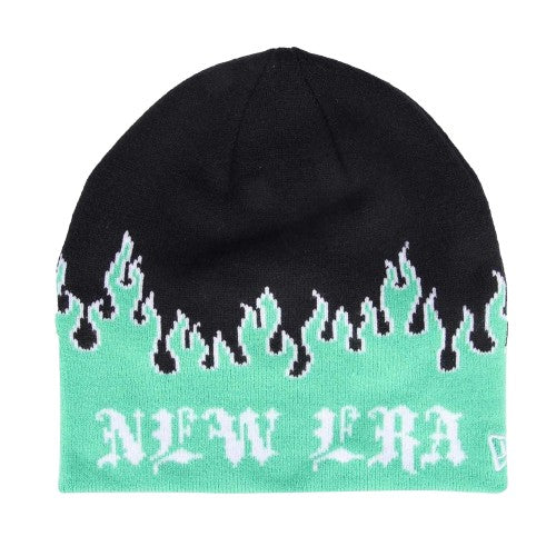 Front - New Era Mens Flame Skull Knitted Beanie