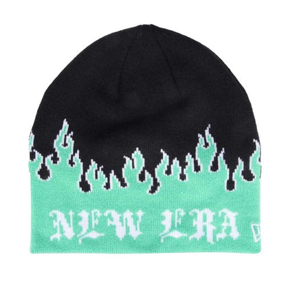 Front - New Era Mens Flame Skull Knitted Beanie