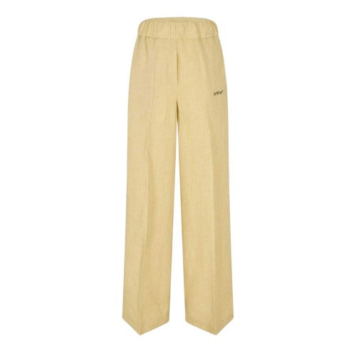 Front - Off White Womens/Ladies Knitted Wide Leg Trousers