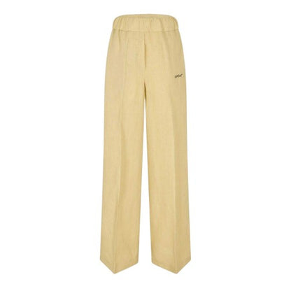 Front - Off White Womens/Ladies Knitted Wide Leg Trousers