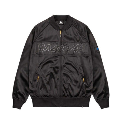 Front - Money Mens Embroidered Logo Satin Bomber Jacket