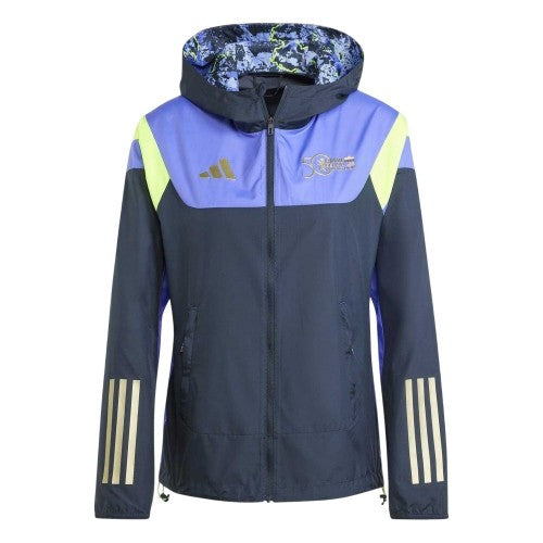 Front - Adidas Womens/Ladies Marathon Colour Block Hooded Jacket
