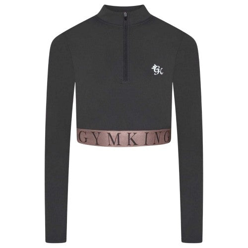 Front - Gym King Womens/Ladies Impact Half Zip Crop Top