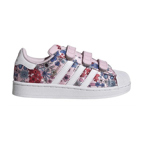Front - Adidas Childrens/Kids Superstar Floral Leather Trainers