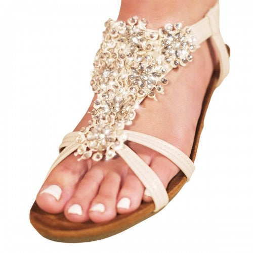 Front - Where´s That From Womens/Ladies Diamante Low Wedge Sandals
