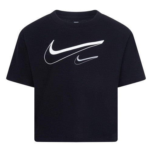 Front - Nike Girls Swoosh Boxy T-Shirt