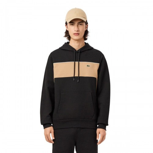 Front - Lacoste Mens Colour Block Fleece Hoodie