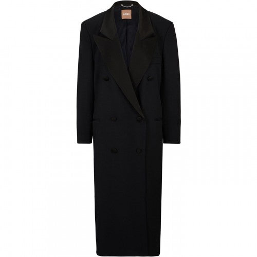 Front - Boss Womens/Ladies Waxed Lapel Collar Longline Jacket
