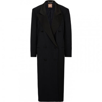 Front - Boss Womens/Ladies Waxed Lapel Collar Longline Jacket