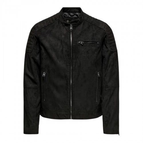 Front - Only Mens Plain Zip Pocket Biker Jacket