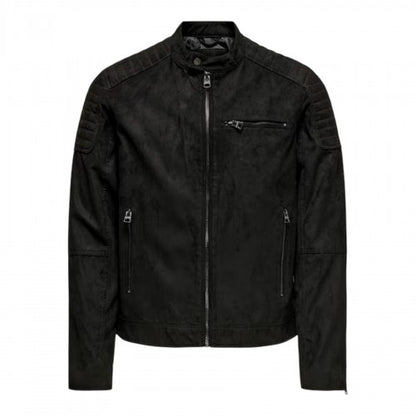 Front - Only Mens Plain Zip Pocket Biker Jacket