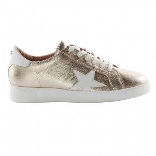 Front - Dune London Womens/Ladies Edriss Metallic Star Canvas Platform Trainers