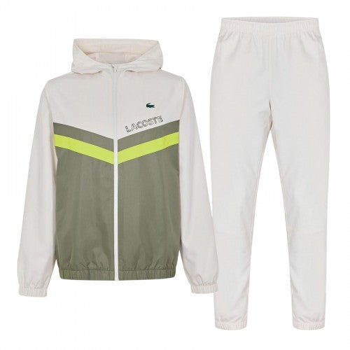Front - Lacoste Mens Colour Block Taffeta Tracksuit