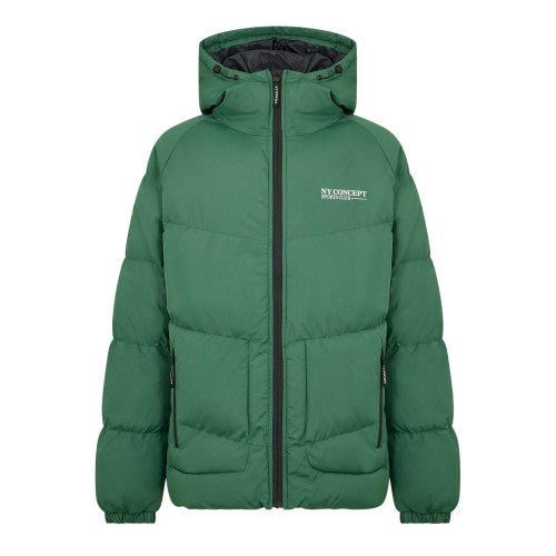 Front - NYC Mens Patterned Hooded Puffer Jacket