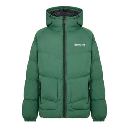 Front - NYC Mens Patterned Hooded Puffer Jacket