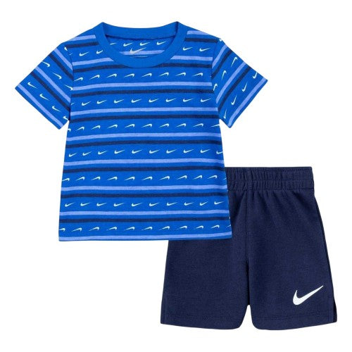 Front - Nike Baby Boys Stripe T-Shirt & Shorts Set