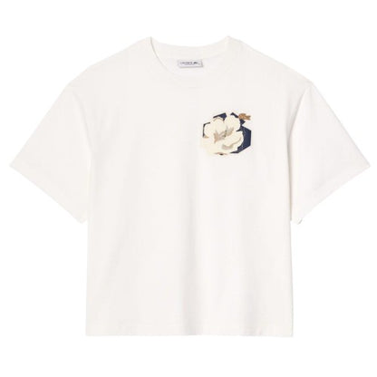 Front - Lacoste Womens/Ladies Flower Cotton Oversized T-Shirt