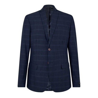 Front - Ted Baker Mens Rust Plaid Flap Pocket Suit Jacket